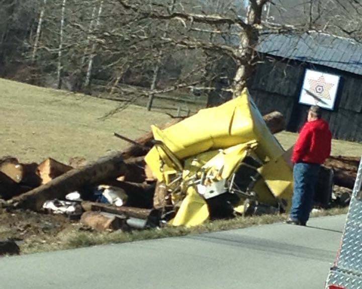 A log truck crash on Ky. Rt. 377 in Rowan County injured the driver. - Brittany Stone Photo