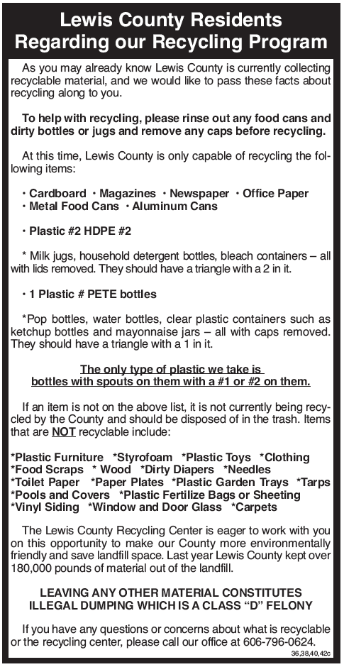 Lewis County Recycling Program 