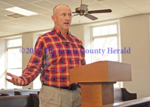 Randy Stull with the Kentucky Department of Transportation addressed magistrates during a regular meeting of Lewis County Fiscal Court. - Dennis Brown Photo